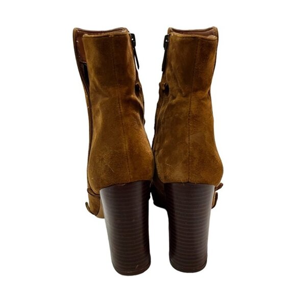 Sam Edelman ankle boots women's 7 brown pink floral suede Winnie chunky heel - Picture 5 of 11